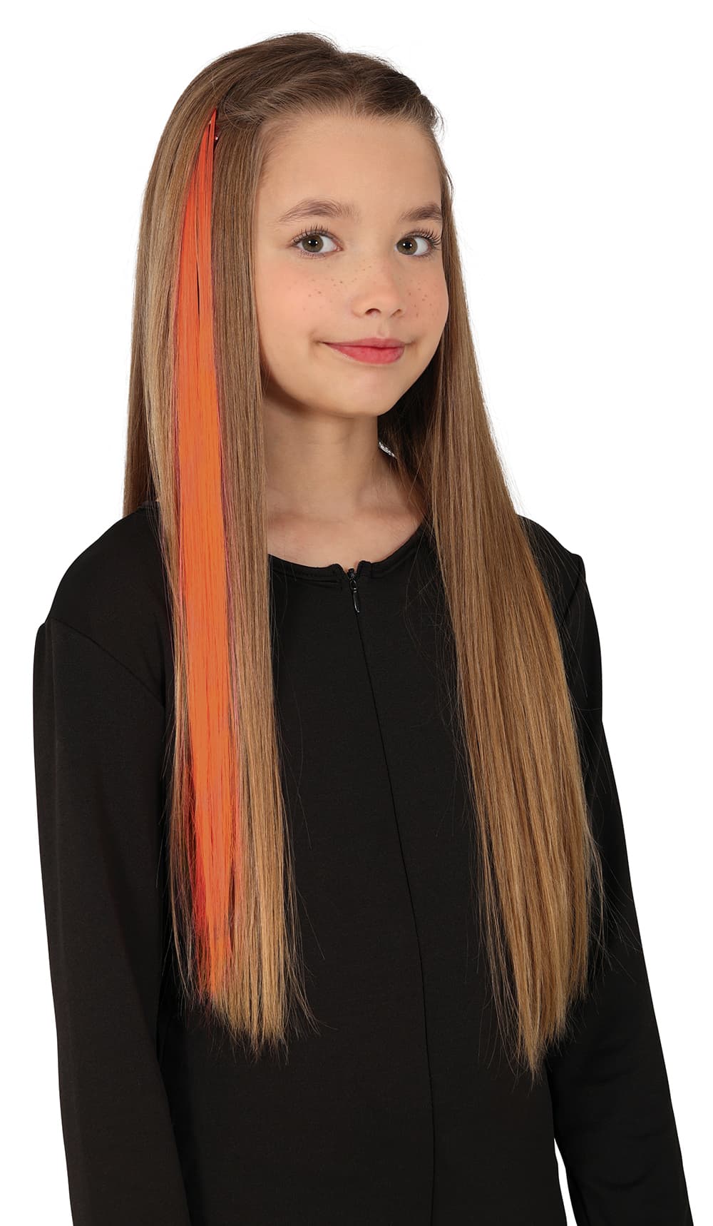 3 hår-extensions, 50 cm, orange