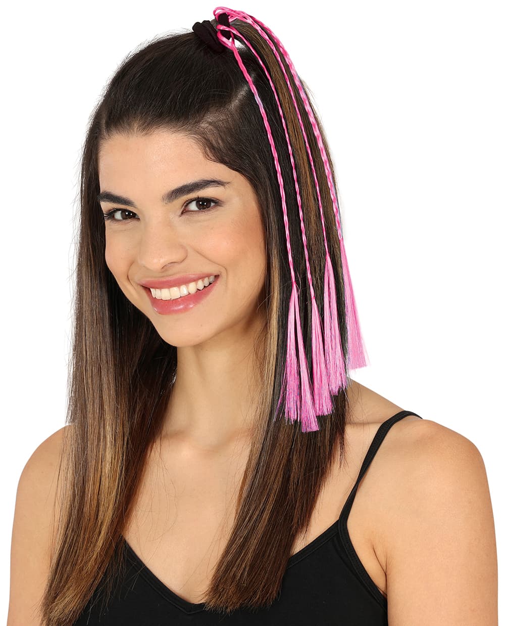 3 flettede hår-extensions, 35 cm, fuchsia