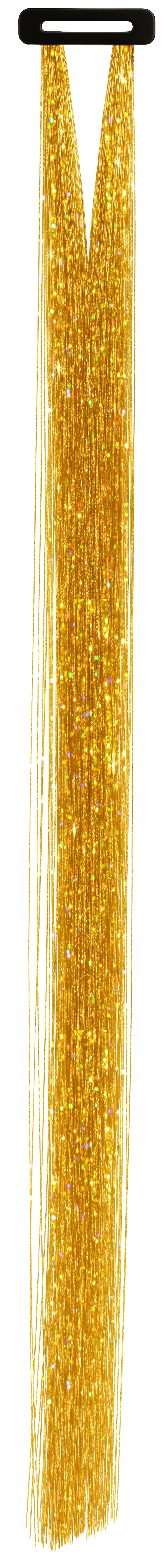 3 hår-extensions med glitter, 50 cm, guld