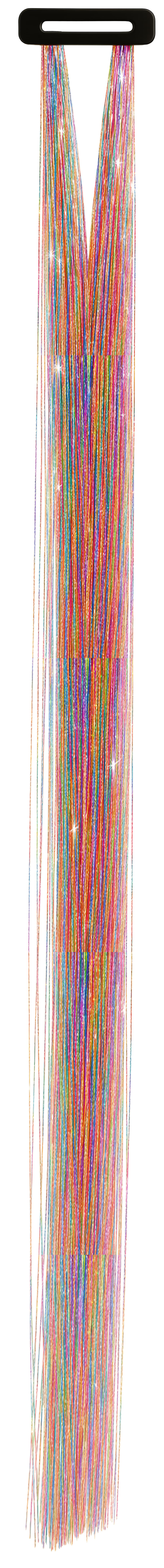 3 hår-extensions med glitter, 50 cm, flerfarvet