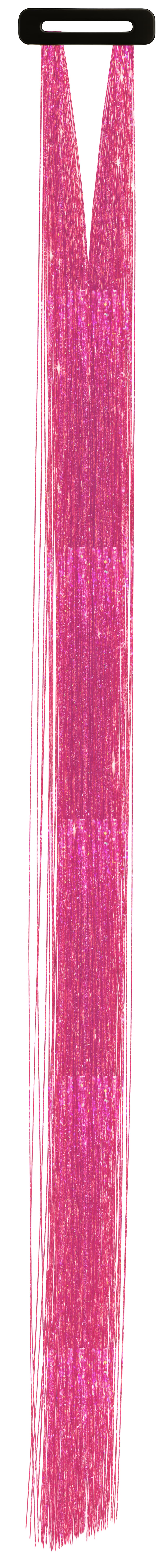 3 hår-extensions med glitter, 50 cm, pink
