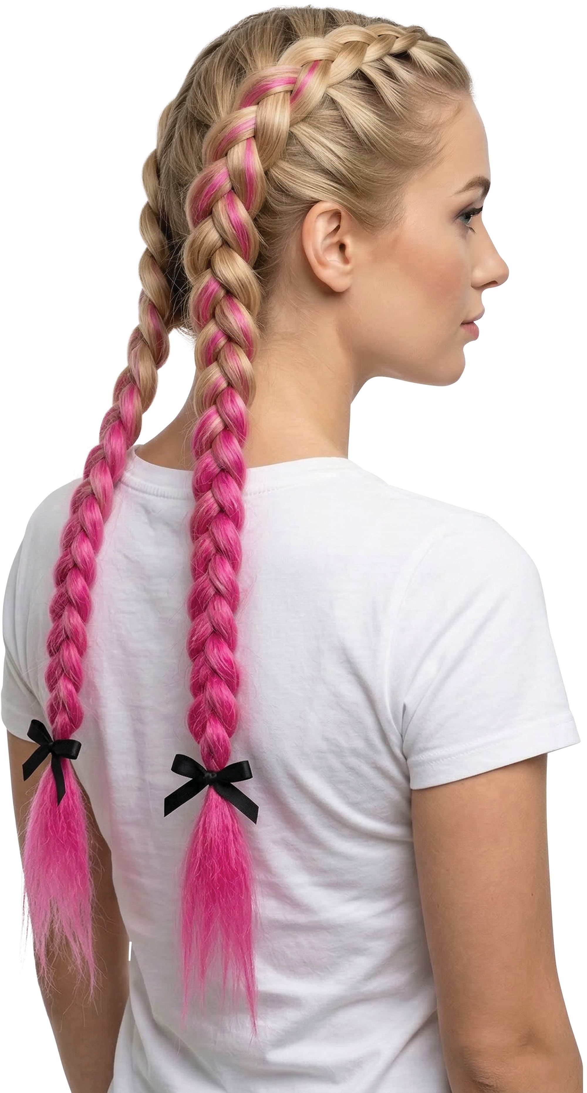 Hårlok, fuchsia, 60 cm