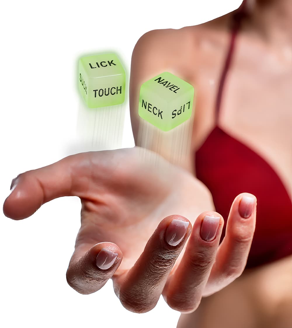 Erotisk terningspil med 2 terninger, 2 cm, til voksne