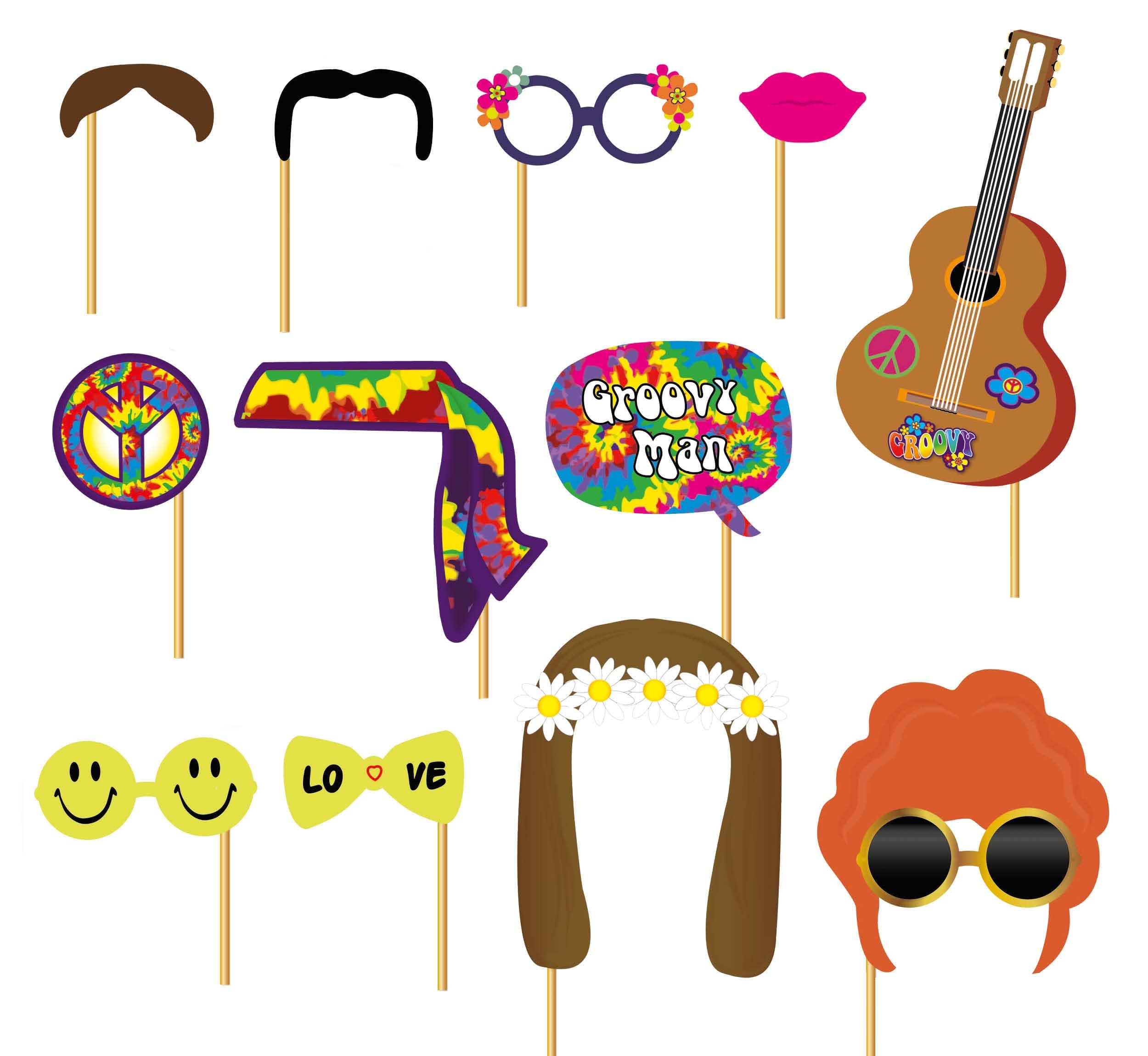 Hippie-photocall-sæt, 12 stk.