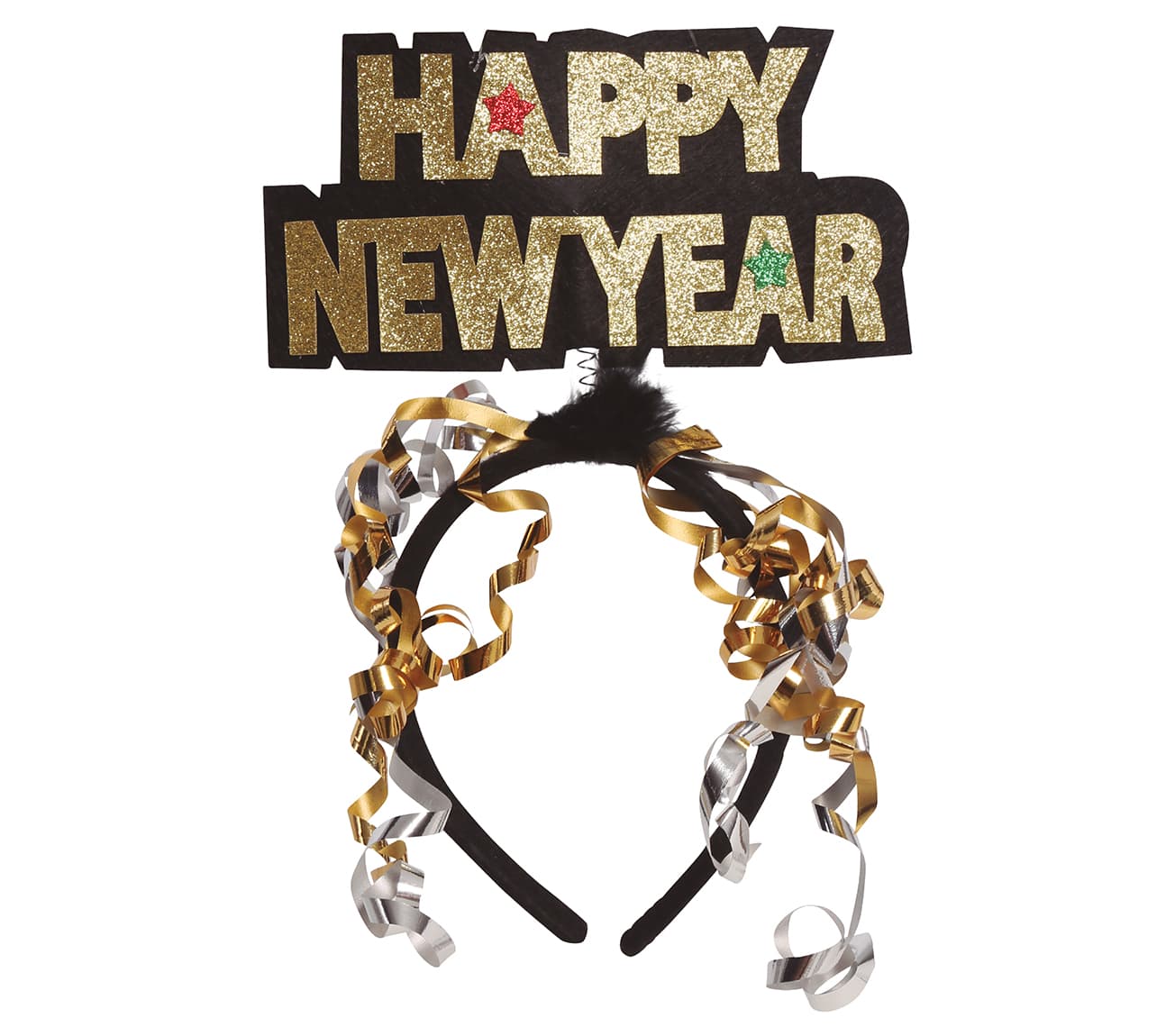 Hårbøjle "Happy New Year" i guld og sølv