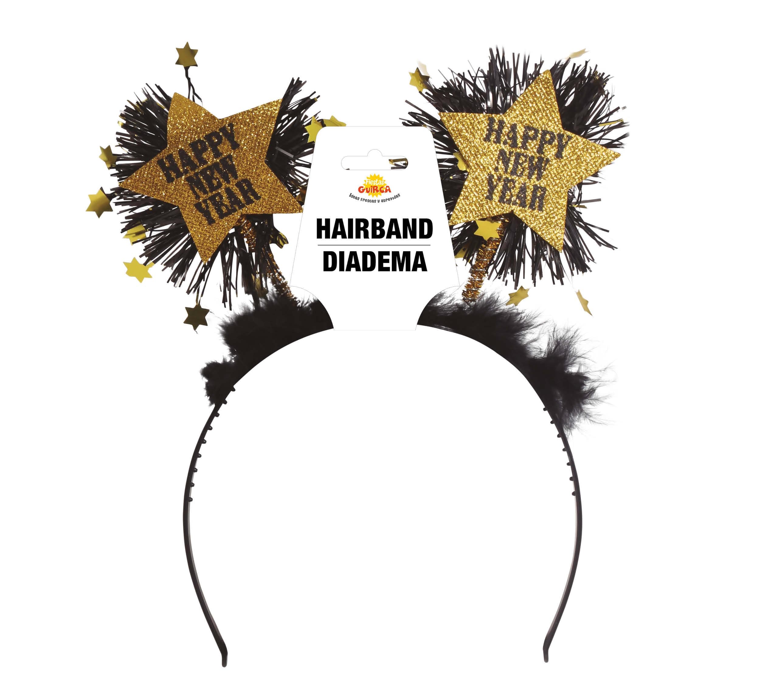 Stjernehårbøjle "Happy New Year", assorteret