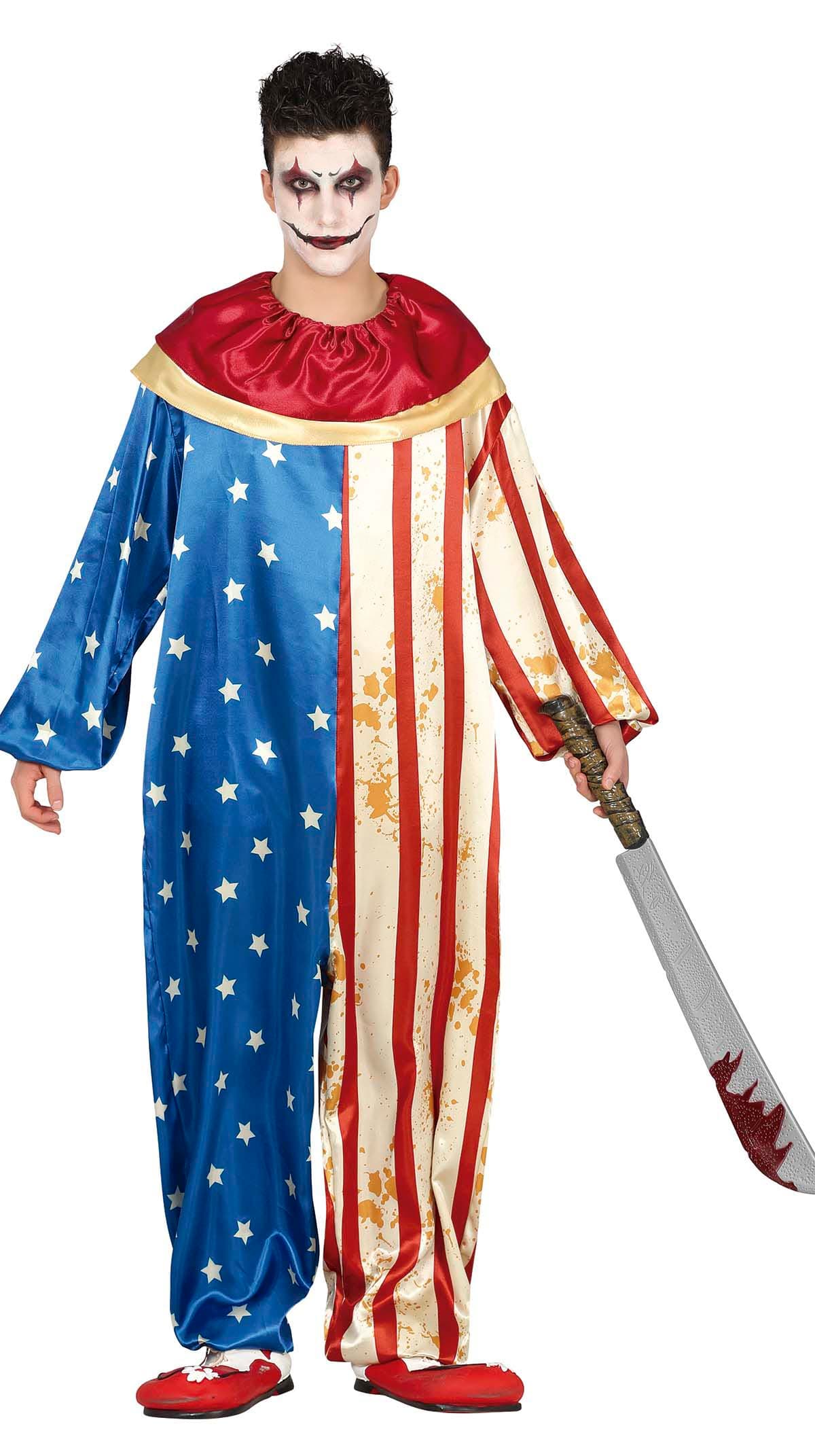 Patriotisk klovn – kostume til børn og voksne, model 77582