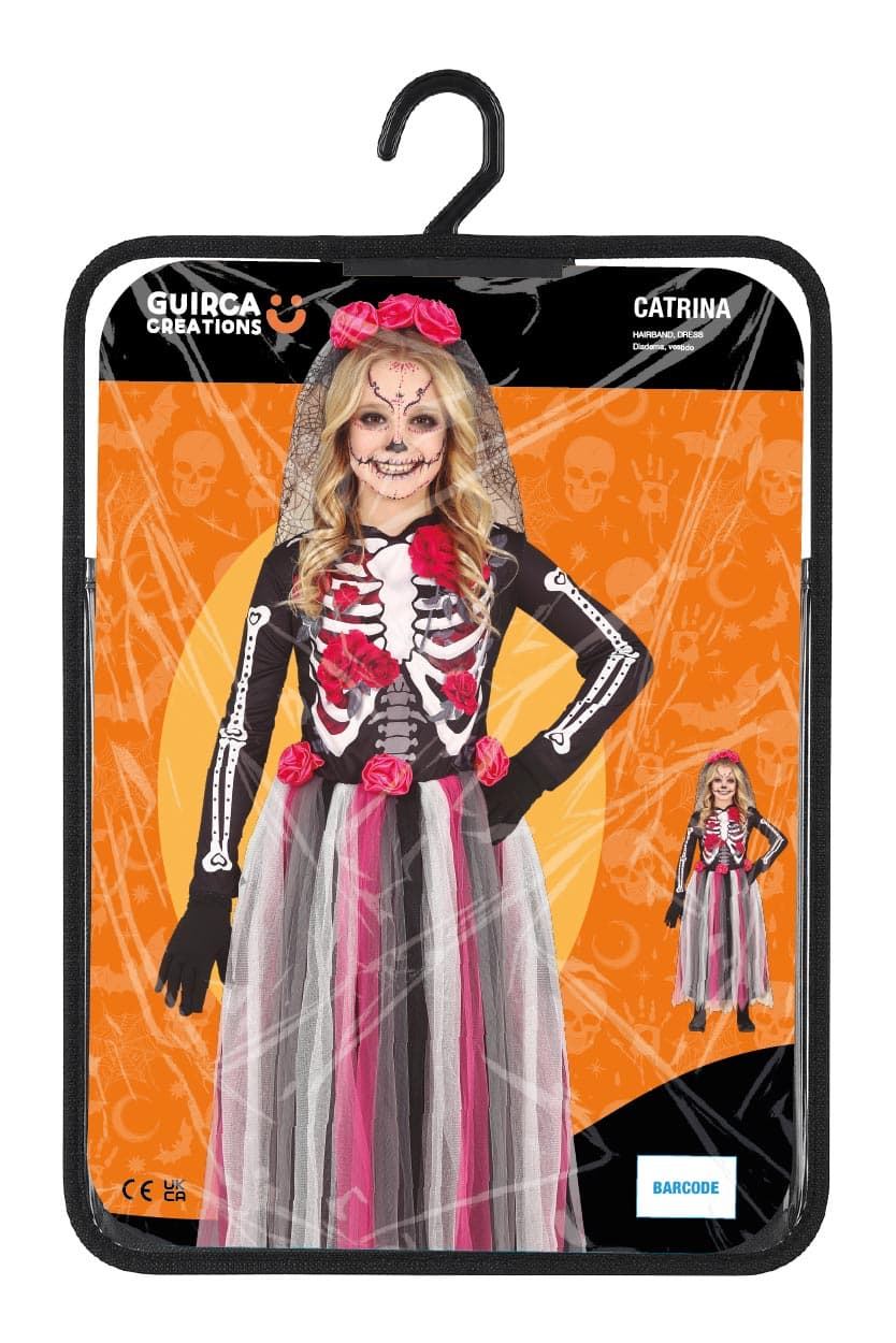 Catrina – kostume til piger, sort og flerfarvet, model 77659