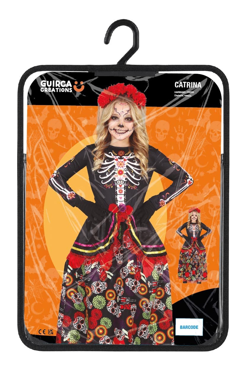 Catrina – kostume til piger, sort og flerfarvet, model 77686