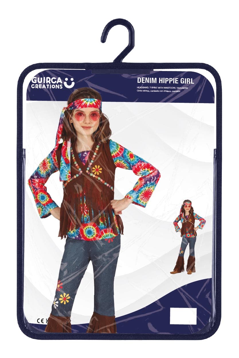 Hippie – kostume til piger, flerfarvet, model 77751