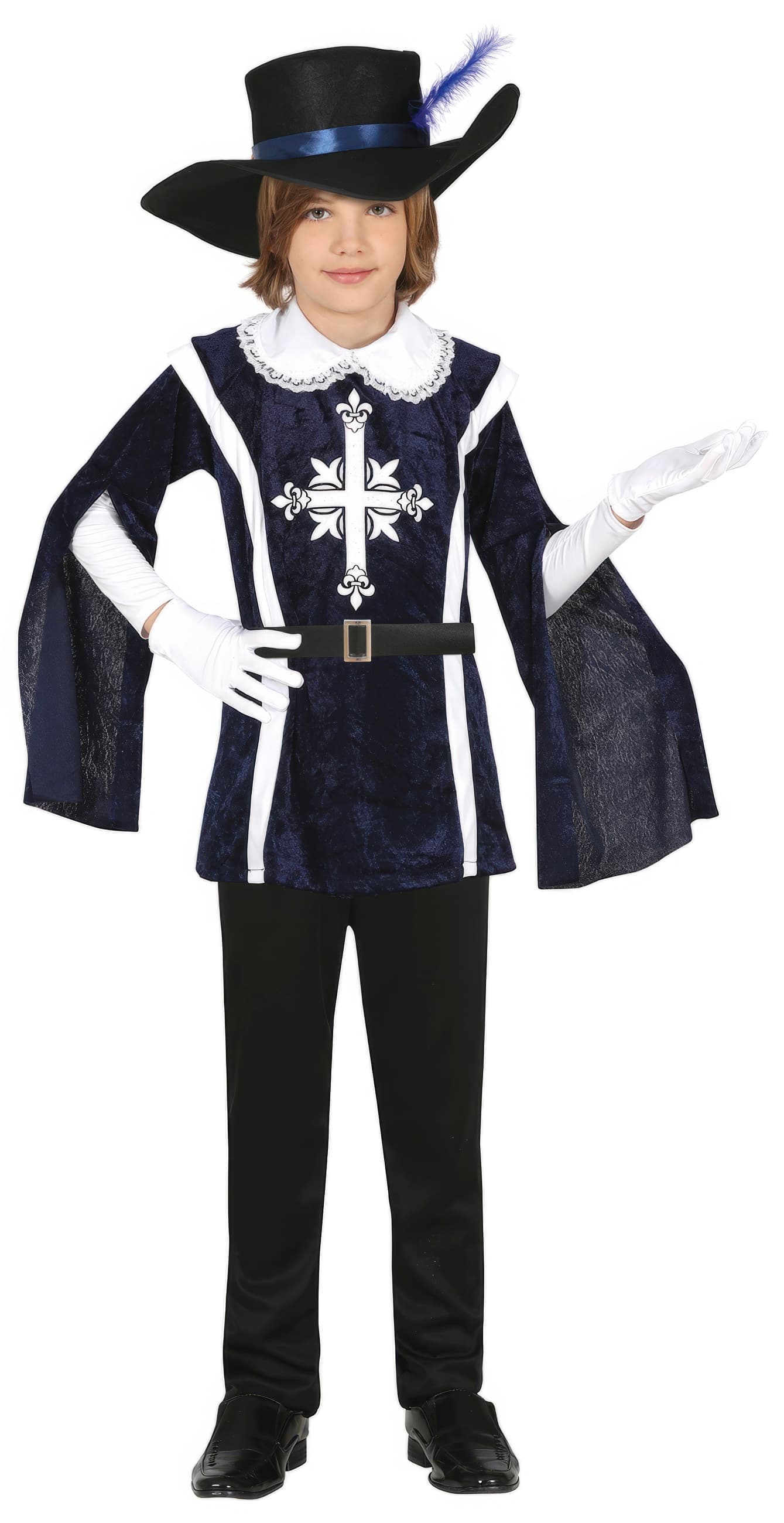 Musketer – kostume til drenge, sort og hvid
