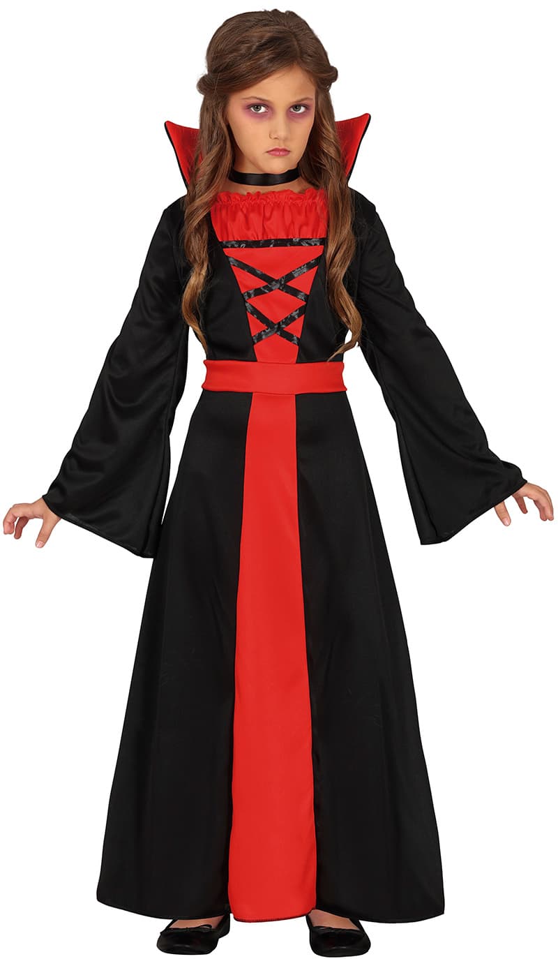 Vampyr – kostume til piger, rød og sort, model 78015