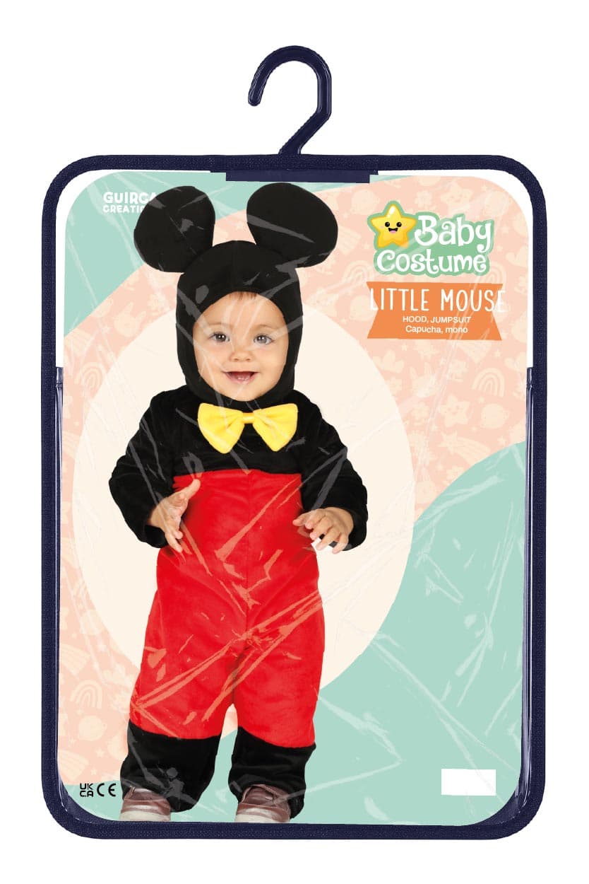 Lille mus – kostume til baby, sort og rød, model 78594