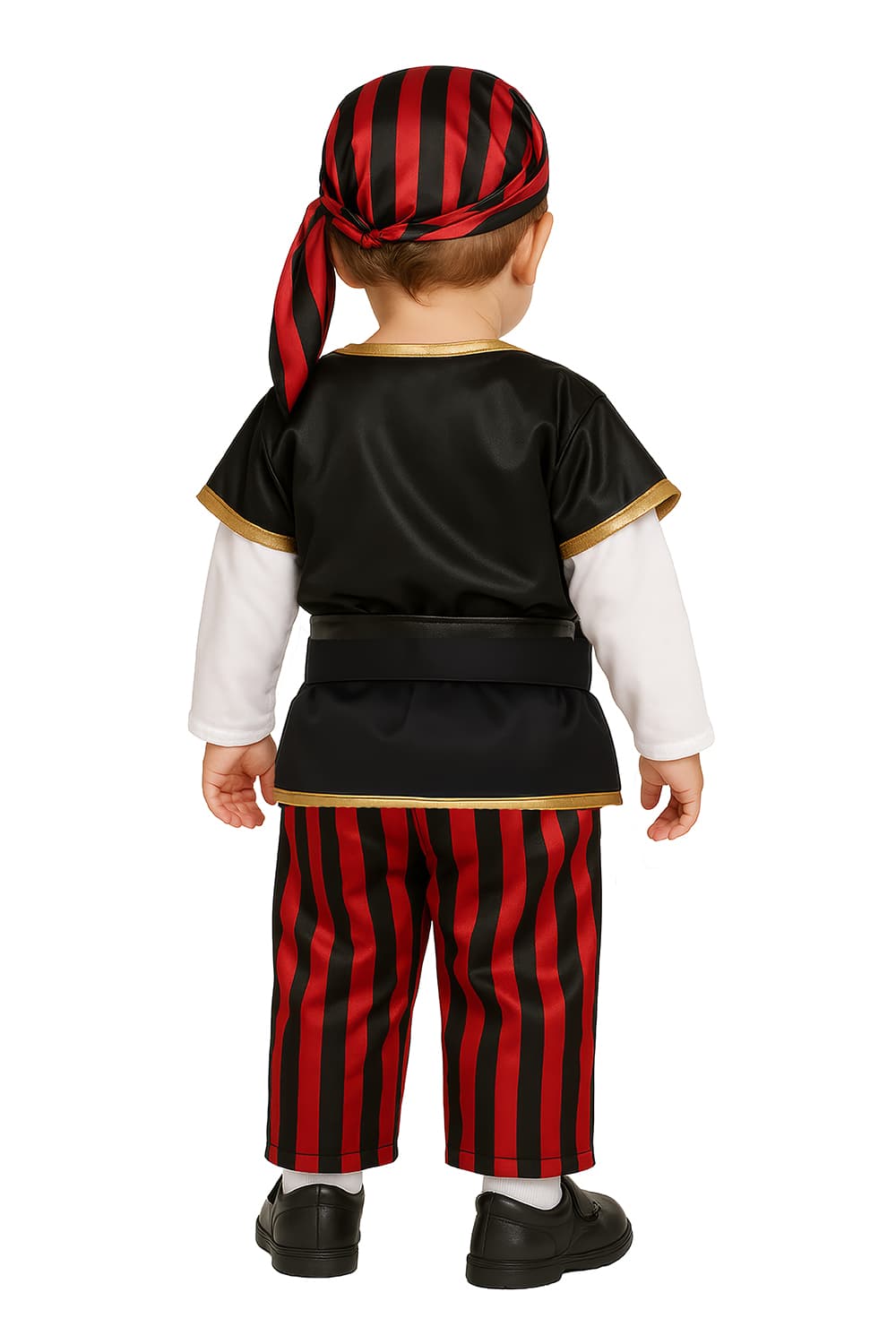 Pirat – kostume til baby, sort og rød