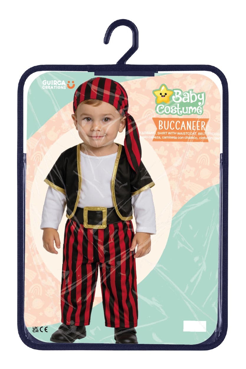 Pirat – kostume til baby, sort og rød