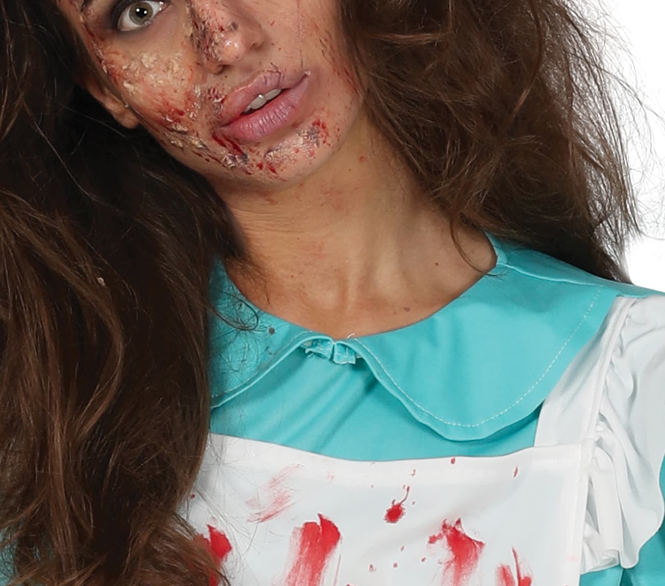 Zombiesygeplejerske – kostume til damer, blå og hvid