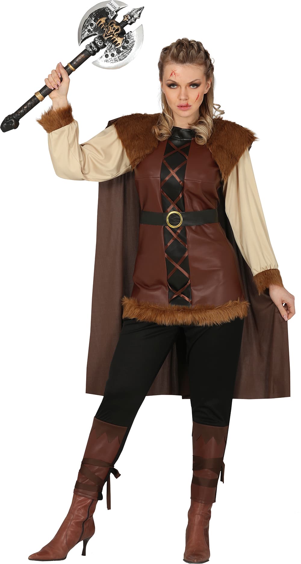 Viking – kostume til damer, brun og beige