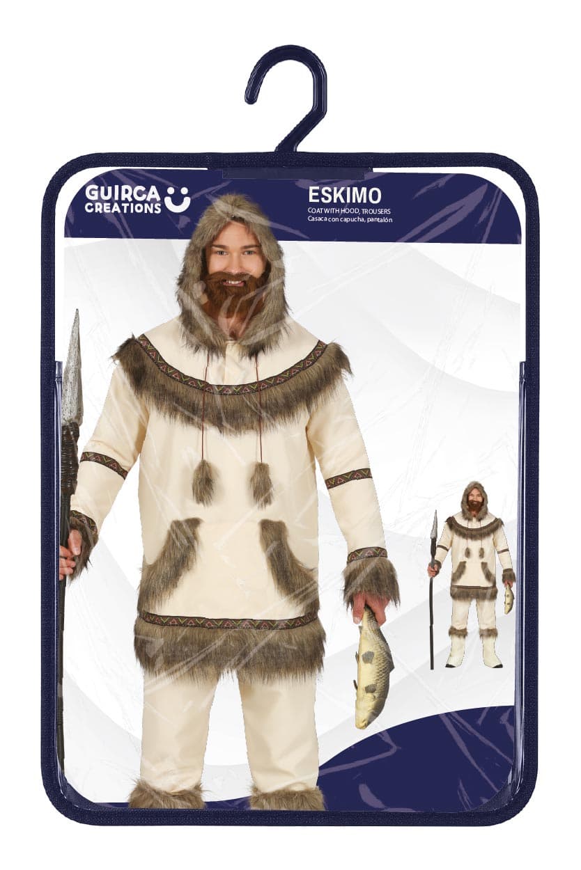 Inuit – kostume til herrer, beige og brun