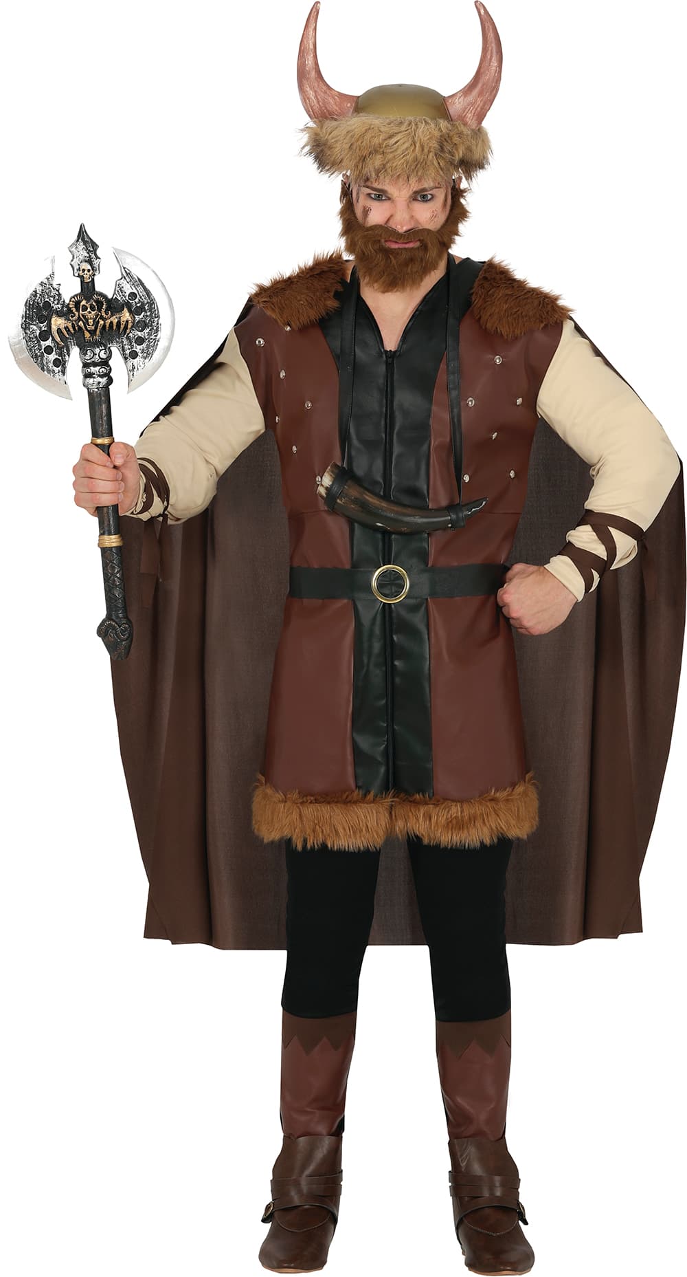 Viking – kostume til herrer, brun og beige