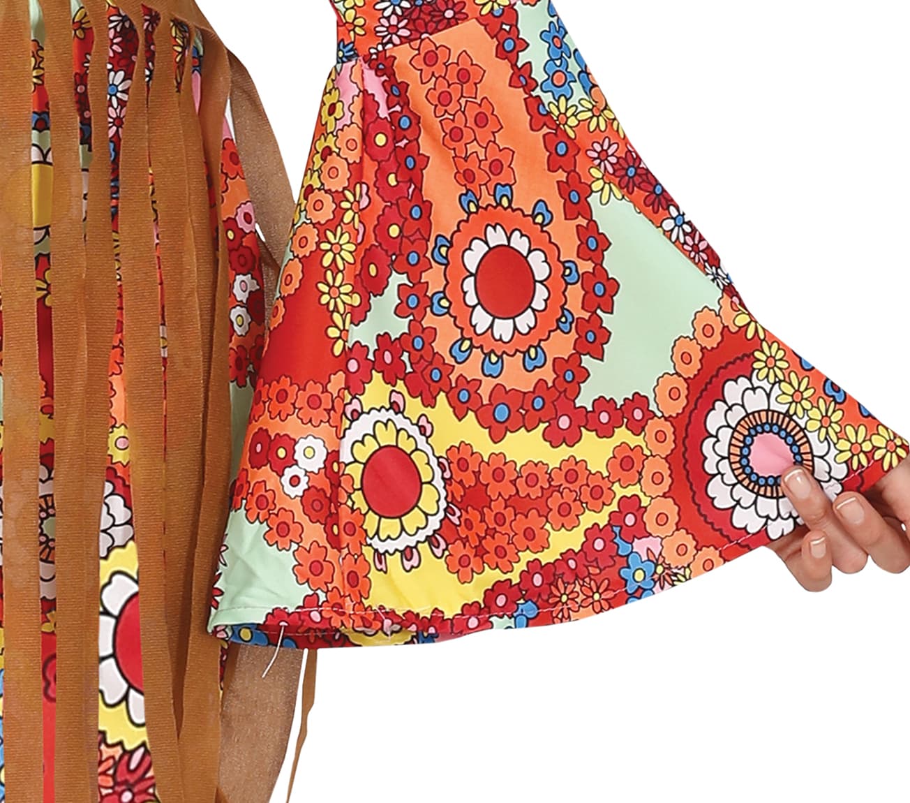 Hippie – kostume til damer, brun, guld og flerfarvet