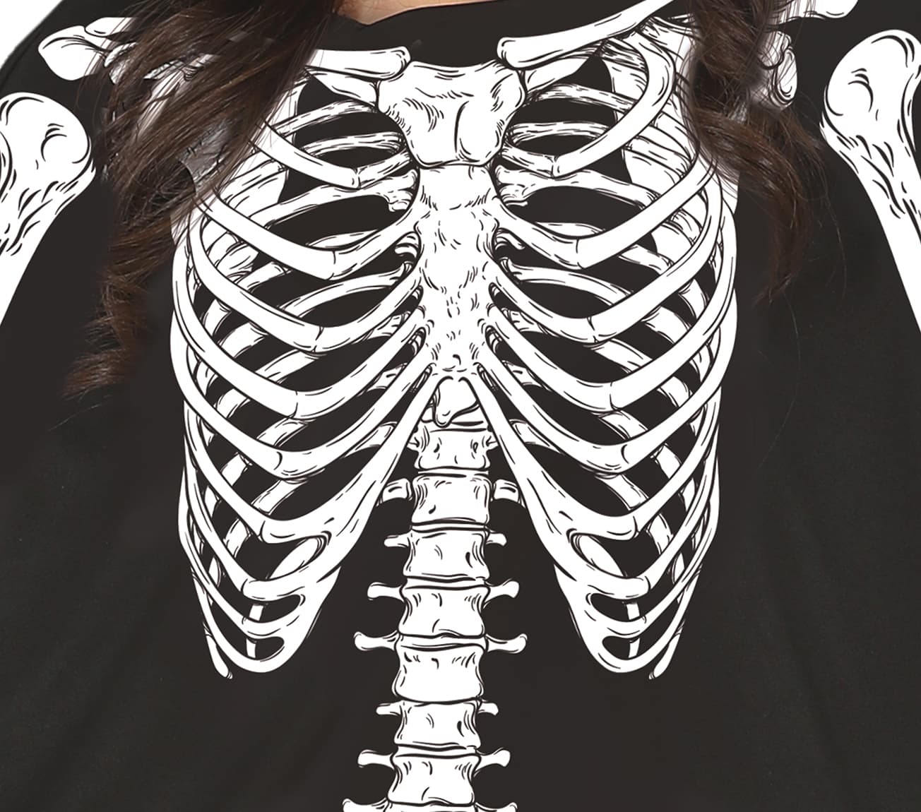 Skeletponcho – kostume til damer, sort og hvid