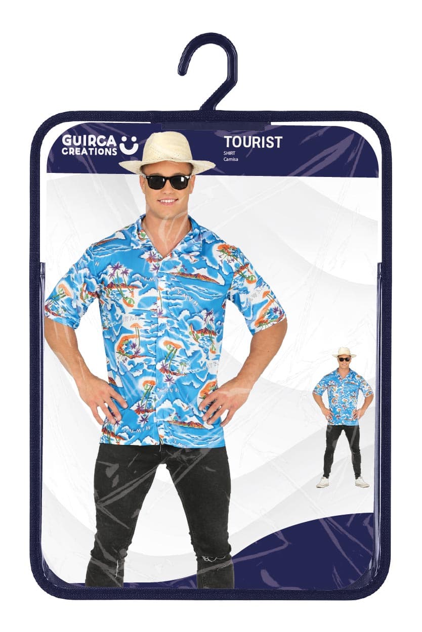 Turist – kostume til herrer, blå og flerfarvet