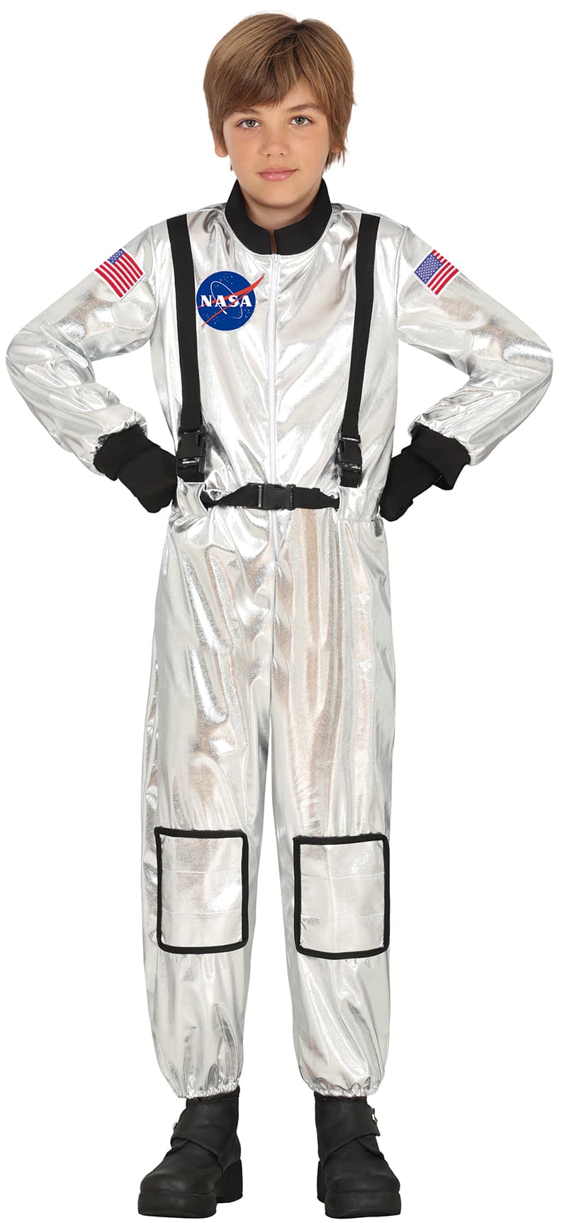 Sølvfarvet NASA-astronaut – kostume til drenge