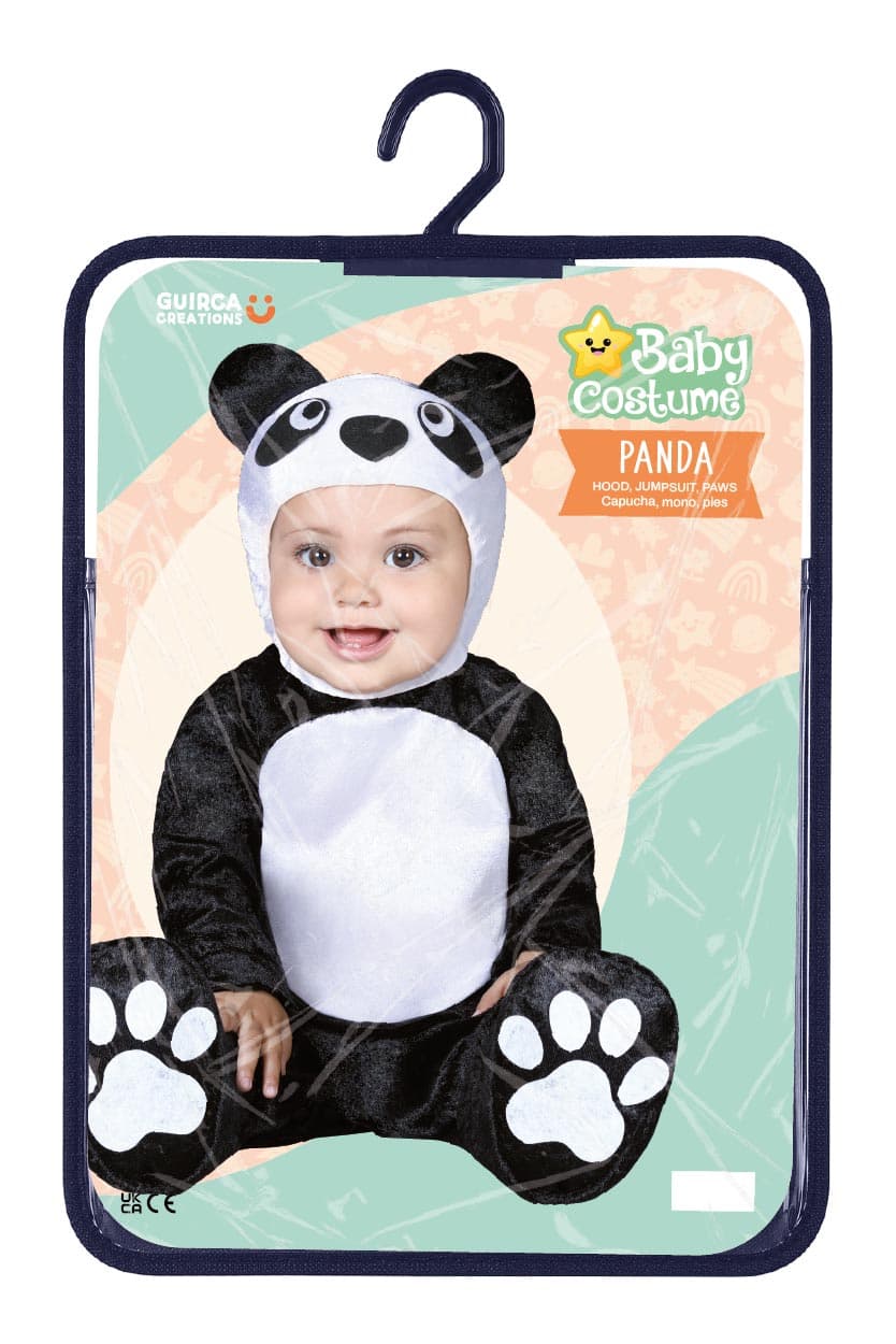 Panda – kostume til baby, sort og hvid
