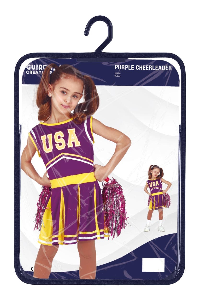 Cheerleader – kostume til piger, lilla