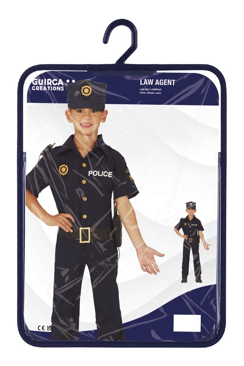 Politi – kostume til drenge, blå, model 83742