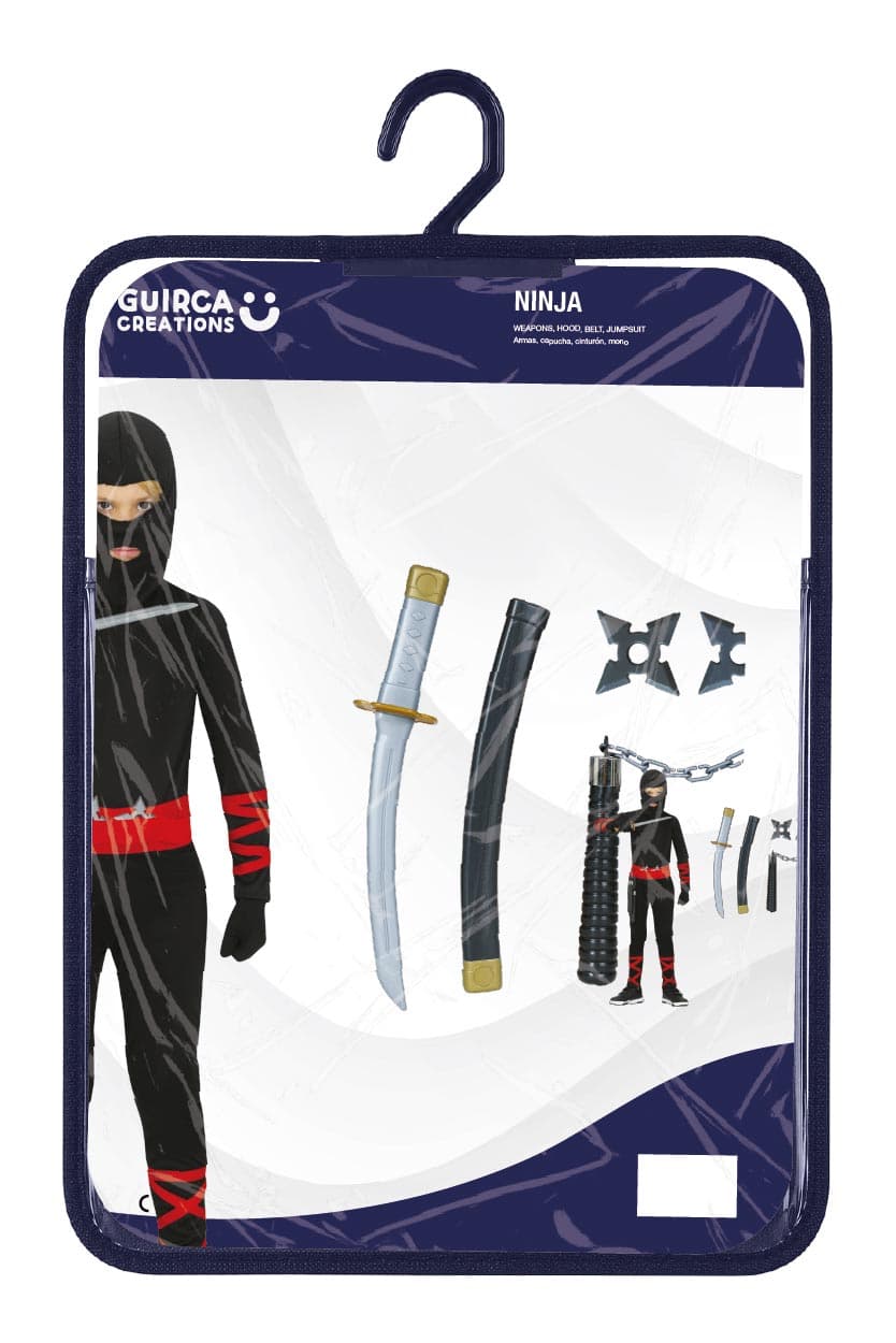 Ninja – kostume til børn, sort og rød