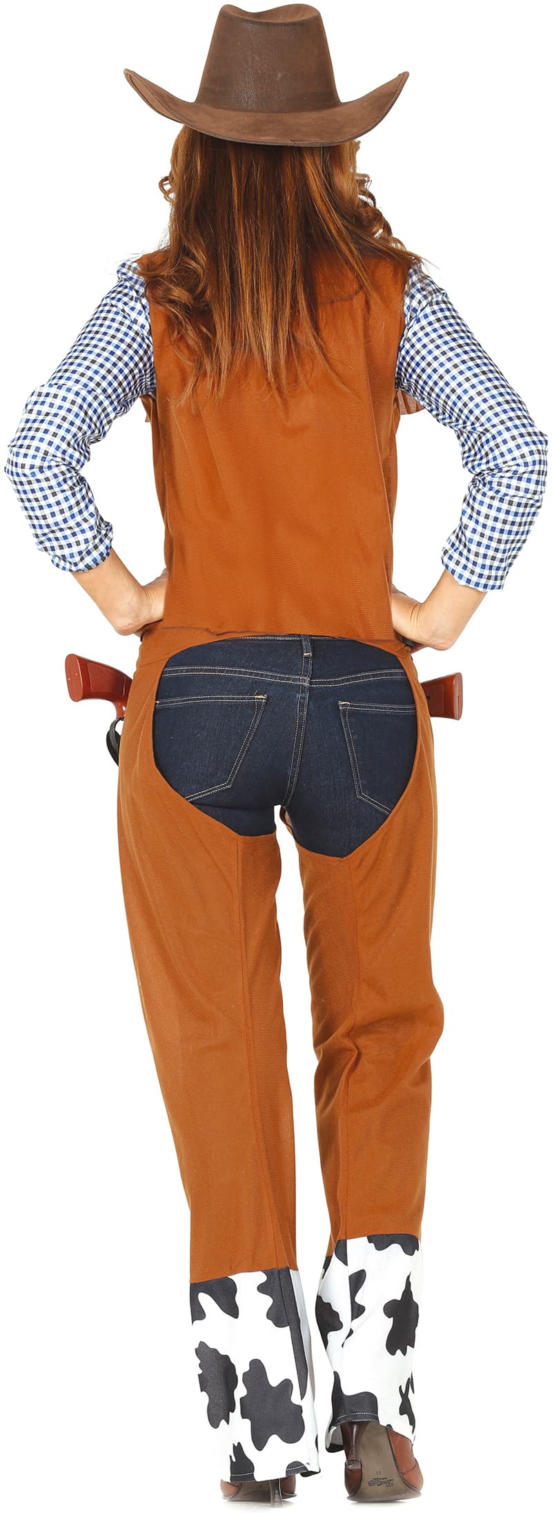 Cowgirl – kostume til damer, brun og blå, model 86400