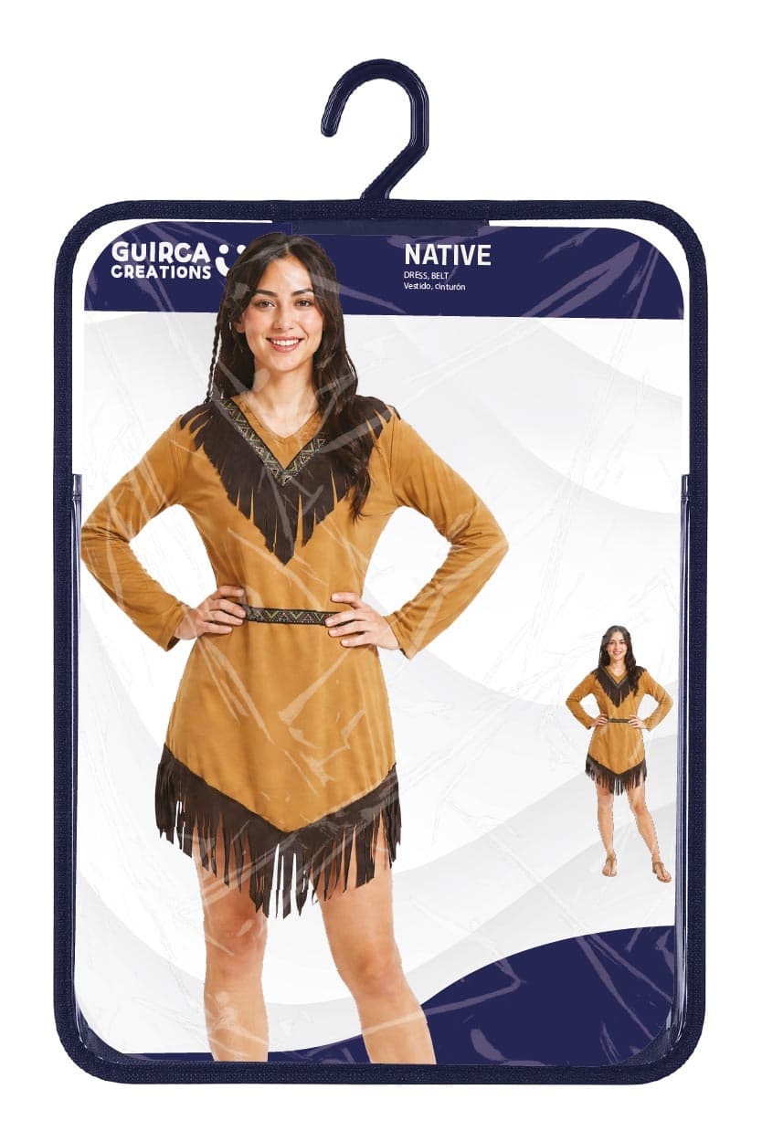 Indianer – kostume til damer, brun, model 86798