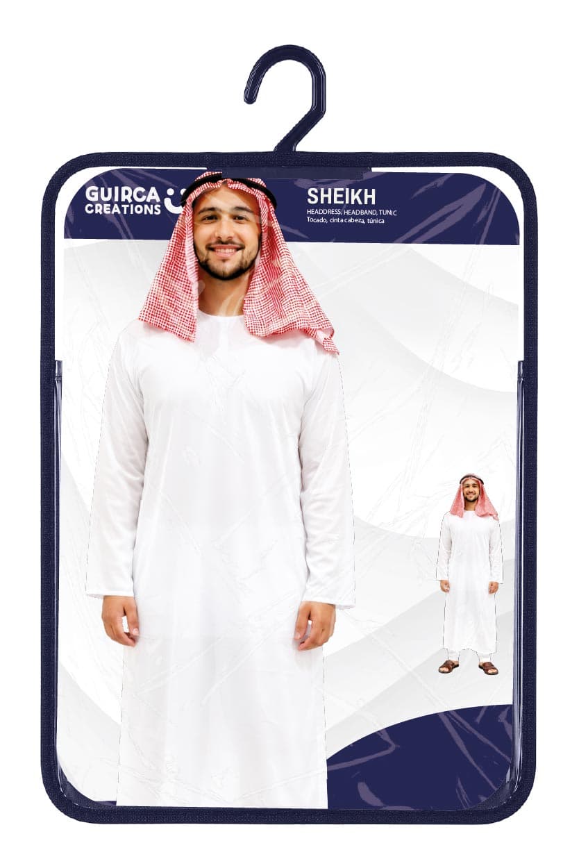 Sheik – kostume til herrer, hvid og rød