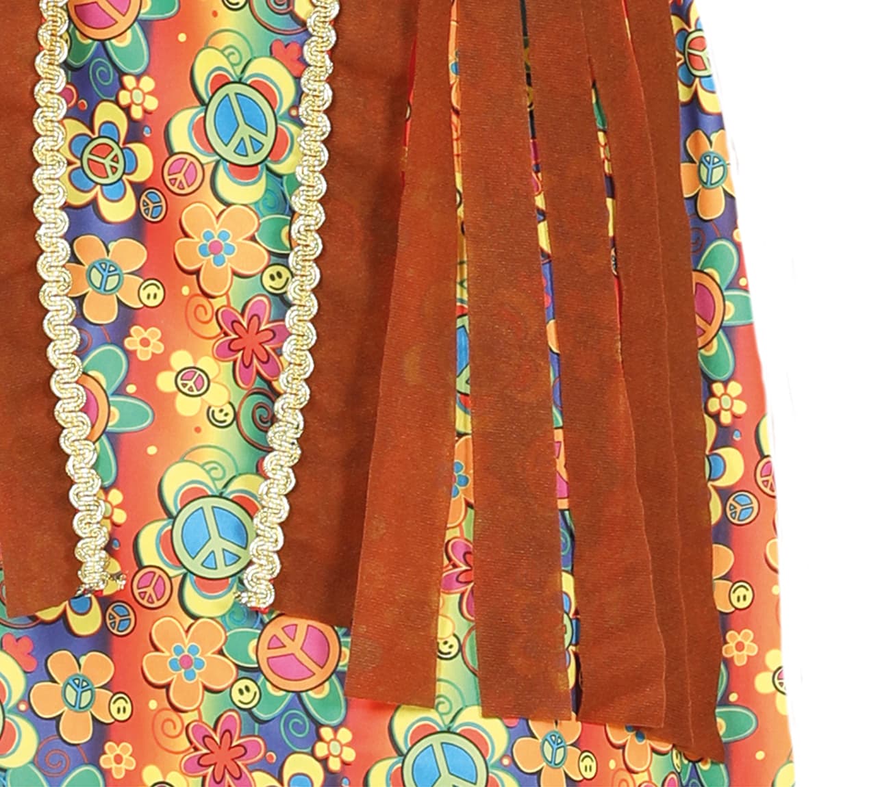 Hippie – kostume til damer, brun og flerfarvet, model 88085