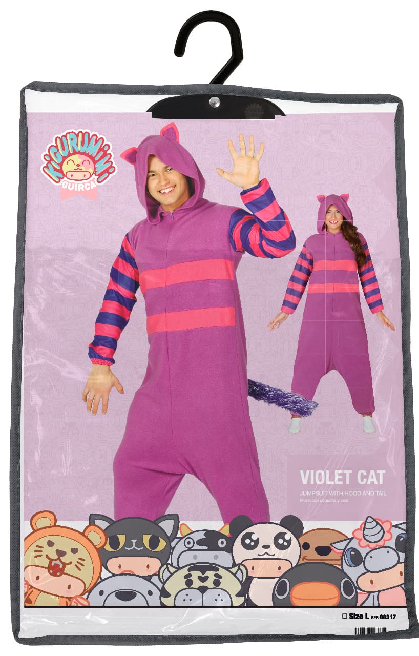 Lilla kattepyjamas – kostume til voksne