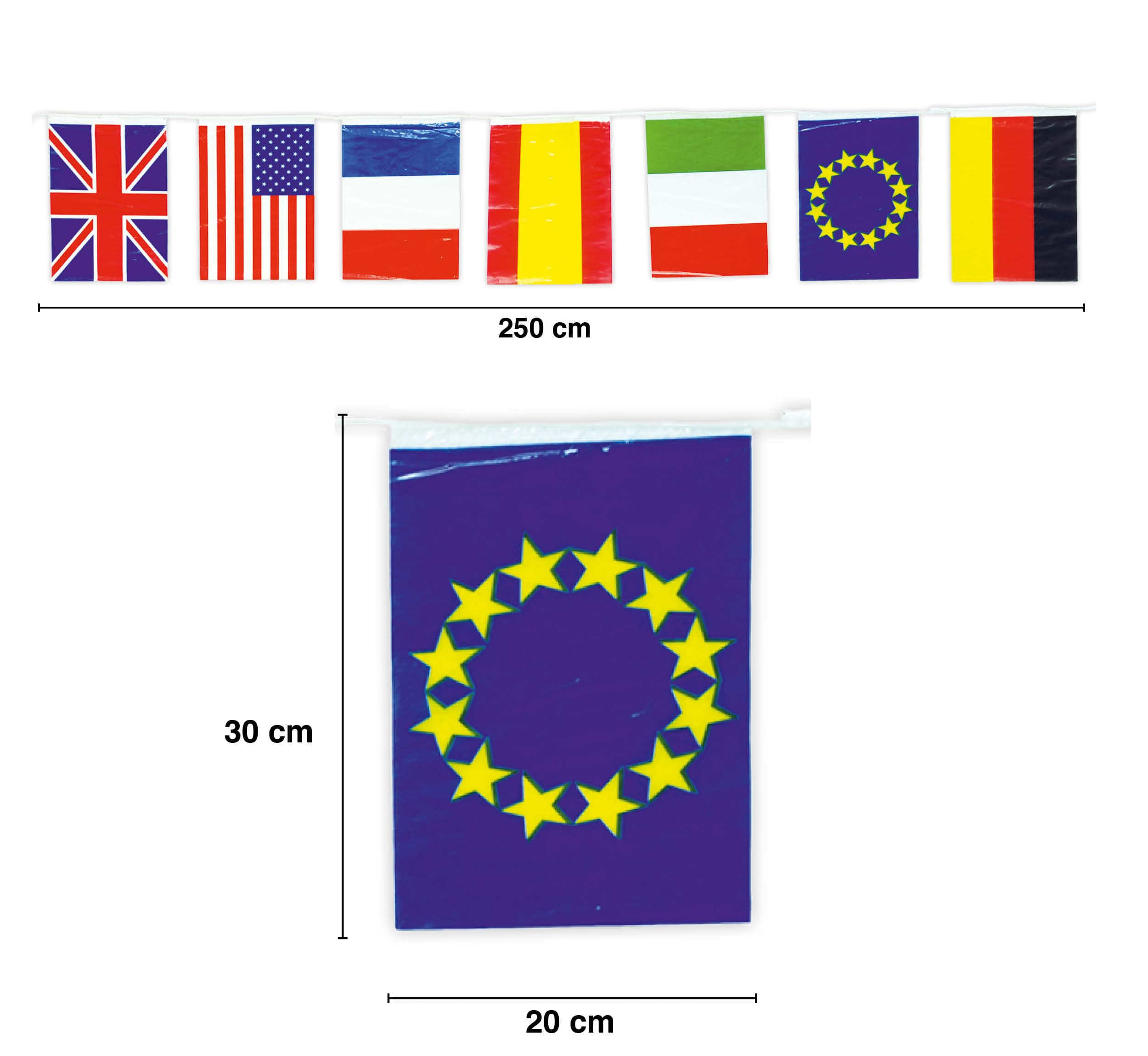 Pose med 50 m internationale flag, plastik, 20 × 30 cm