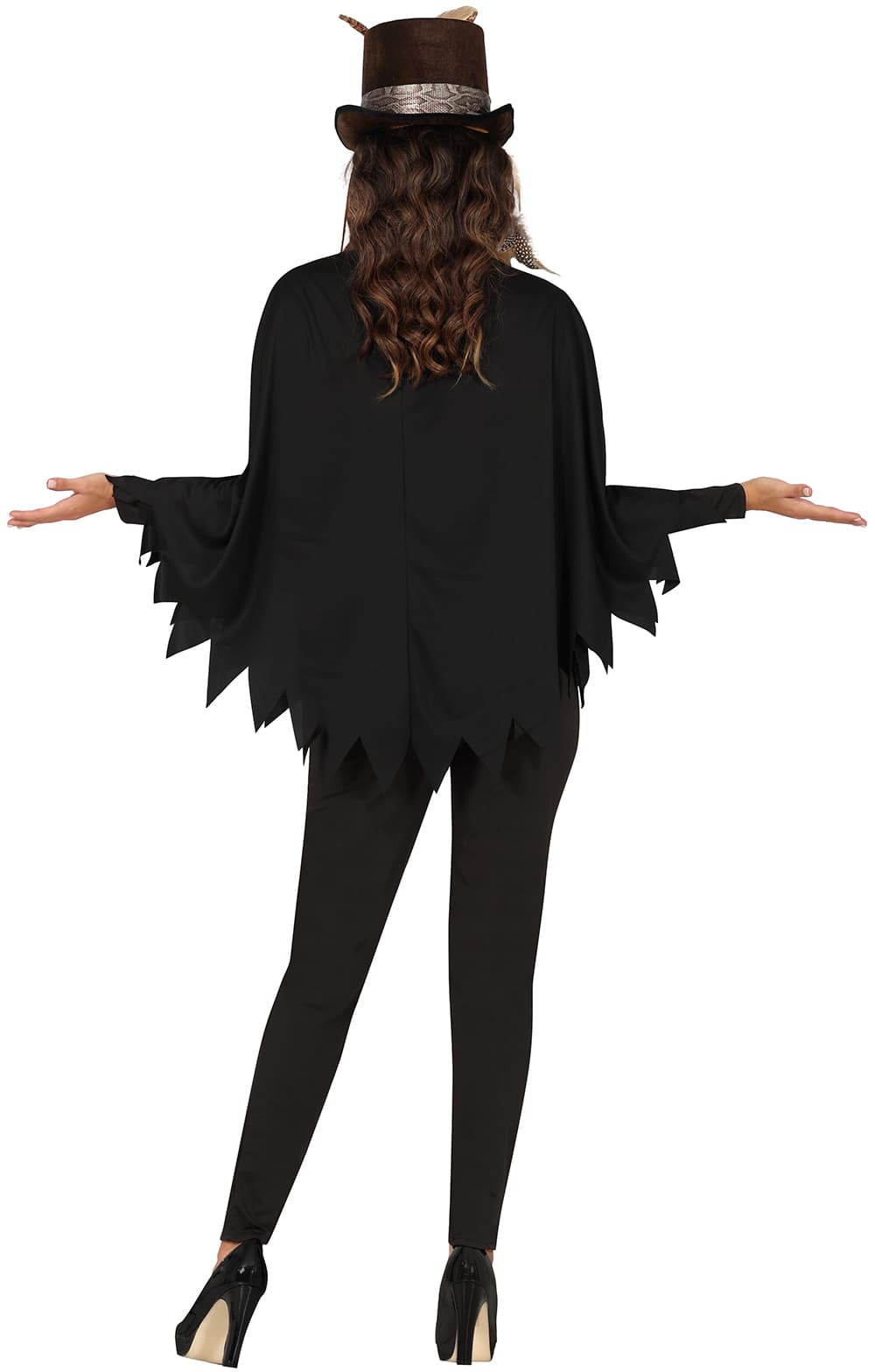 Skeletponcho – kostume til damer, sort