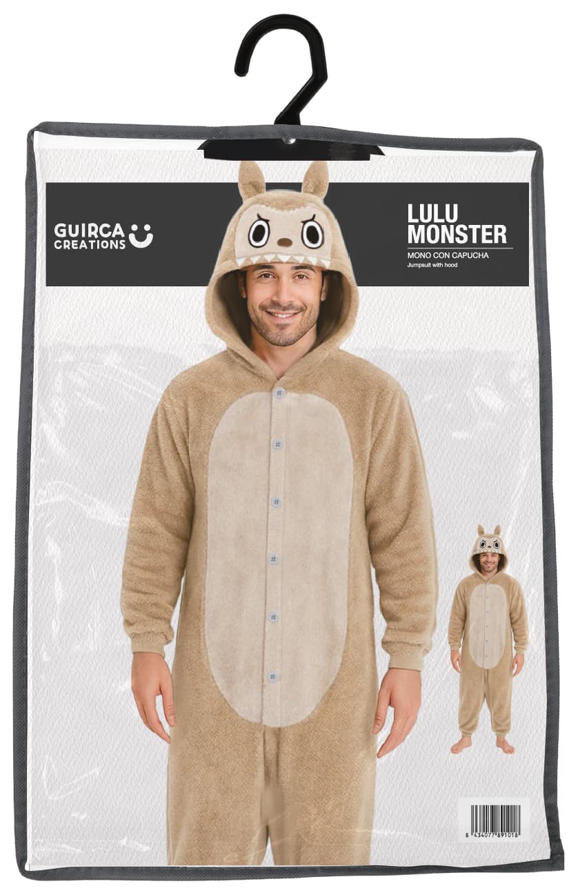 Beige Lulu-monsterpyjamas – kostume til herrer