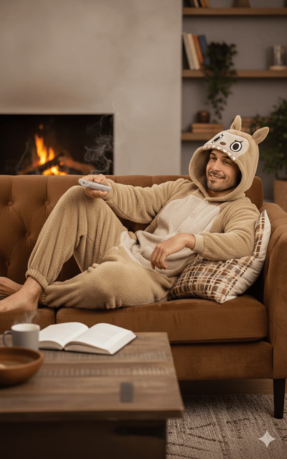 Beige Lulu-monsterpyjamas – kostume til herrer