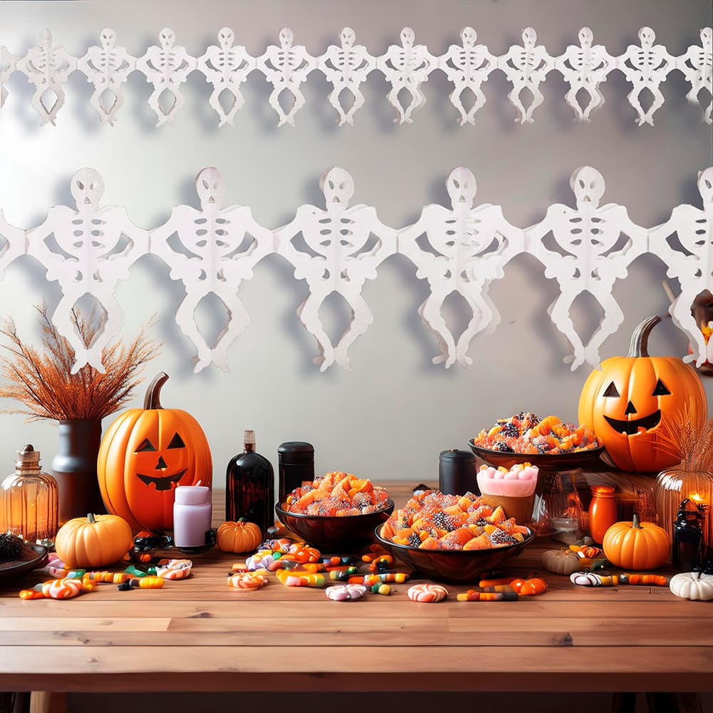Halloween-fantasiguirlande med skeletter, 25 × 300