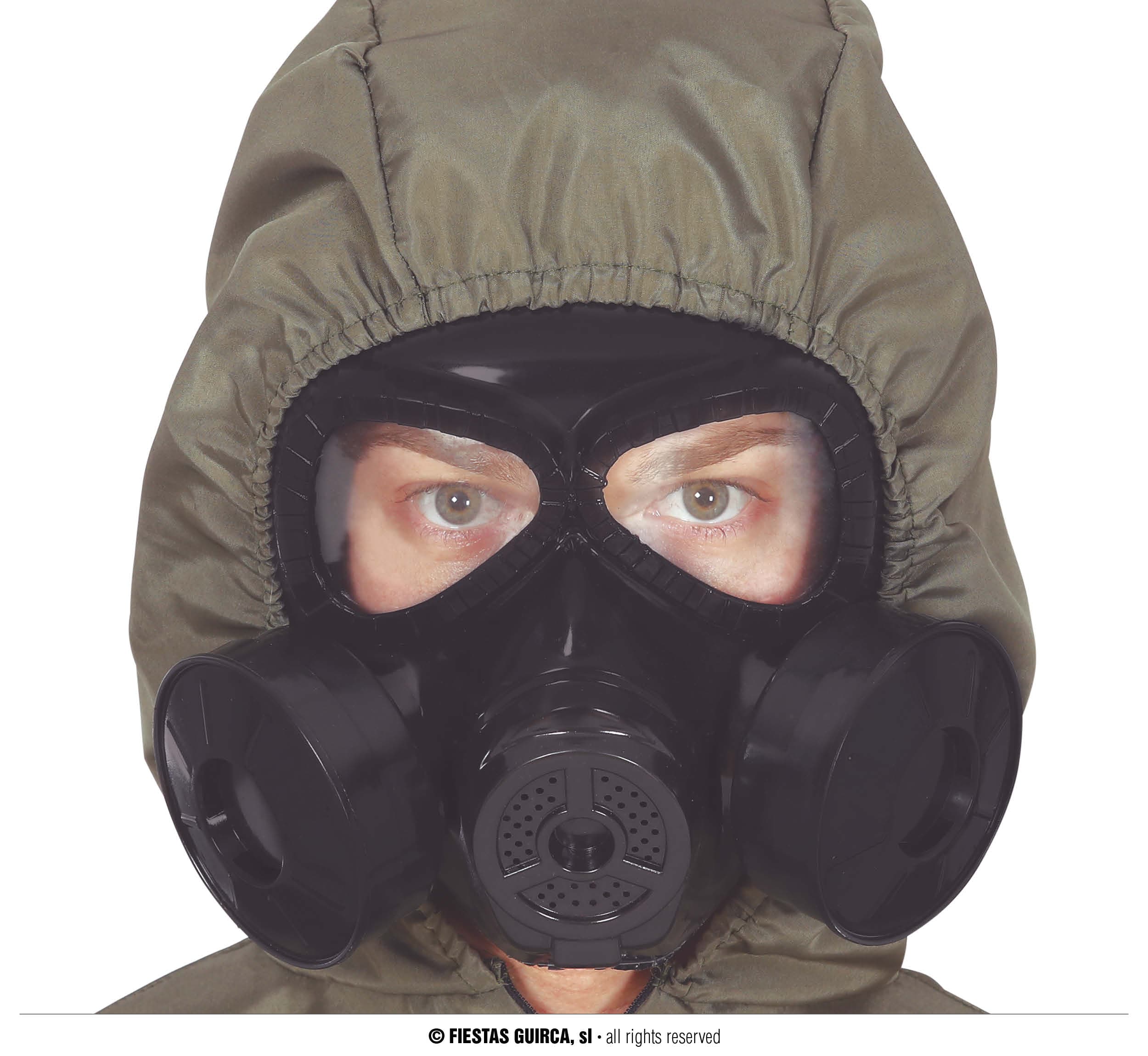 Sort gasmaske i PVC