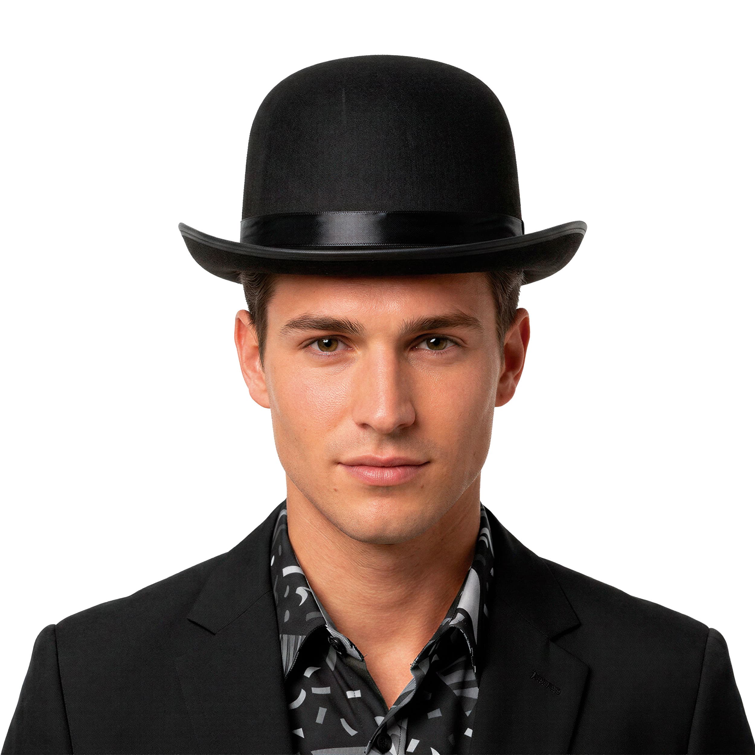 Sort bowlerhat i filt