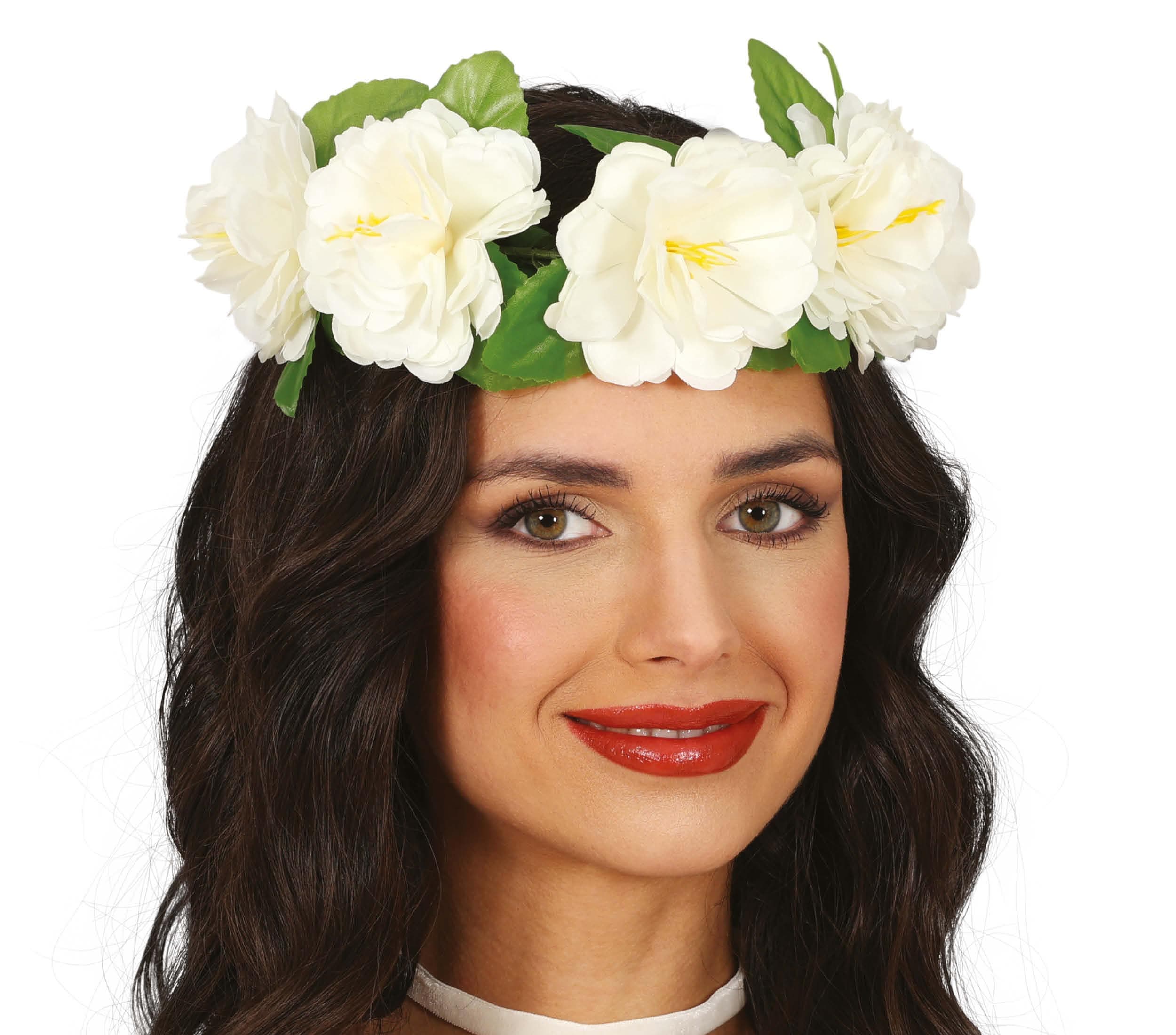 Krans med hvide blomster, 20 cm