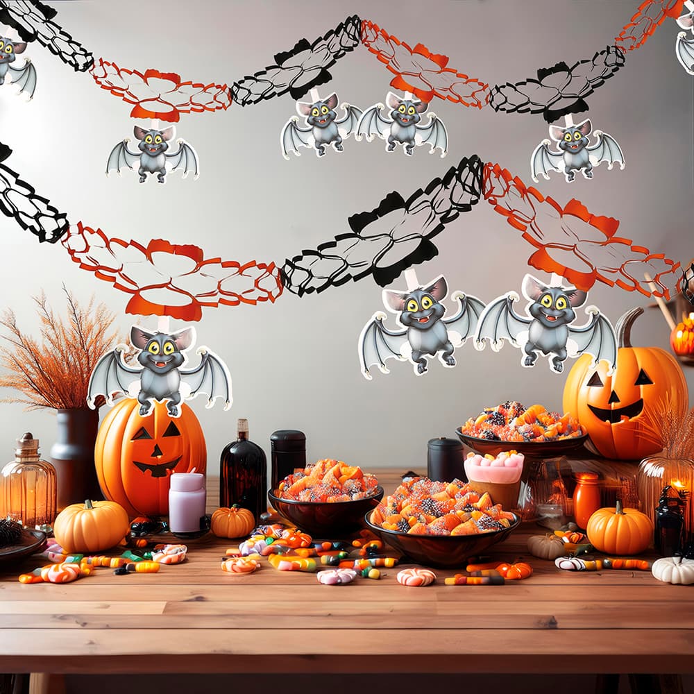 Halloween-fantasiguirlande, flagermus, 15 × 20 cm