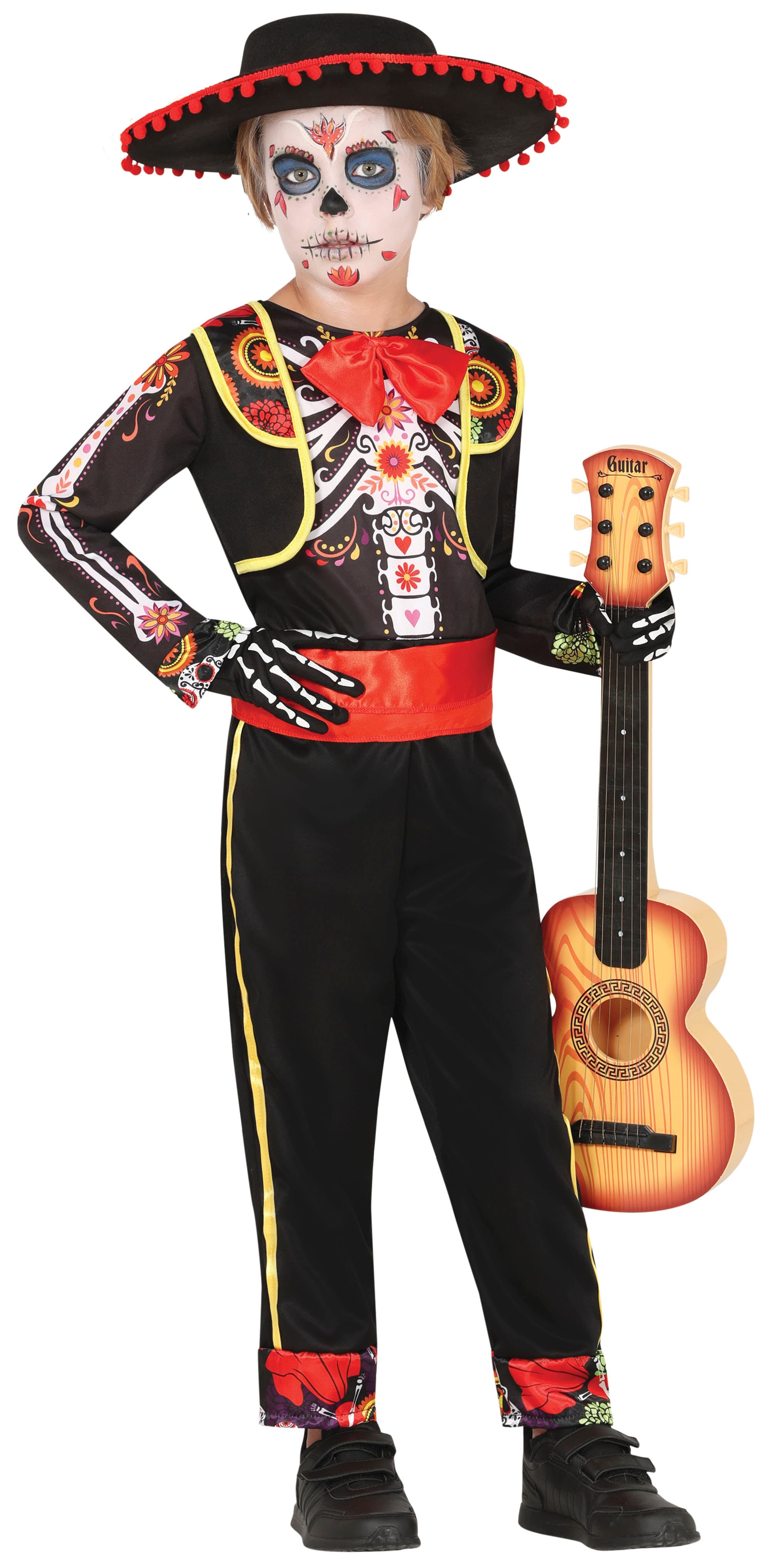 Mariachi-skelet – kostume til drenge, sort og flerfarvet